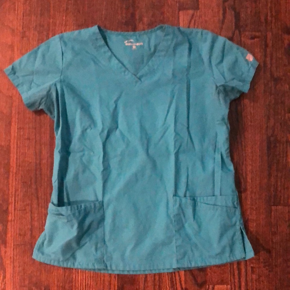 Butter soft teal scrub top